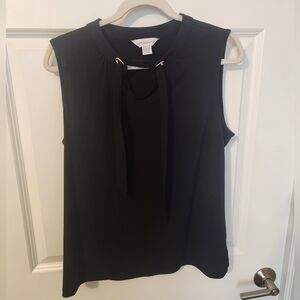 Liz Claiborne Split Tie Neck Sleeveless Blouse